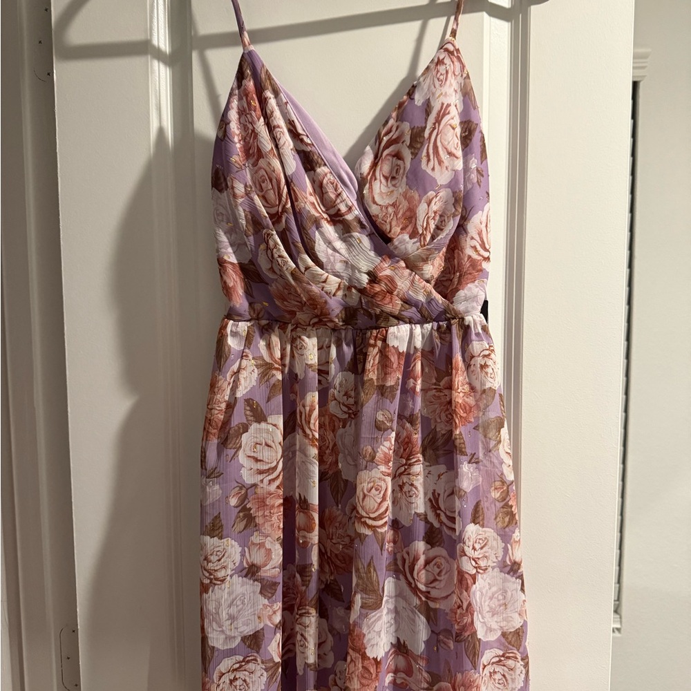 Floral Sleeveless Dress in Purple and Pink